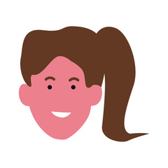 Cartoon woman with hair tail, colorful design
