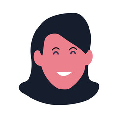 Cartoon woman smiling icon, flat design
