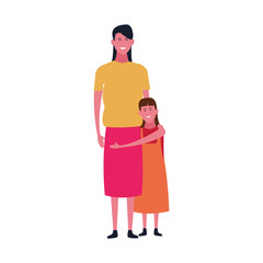 cute mother and daughter icon, flat design