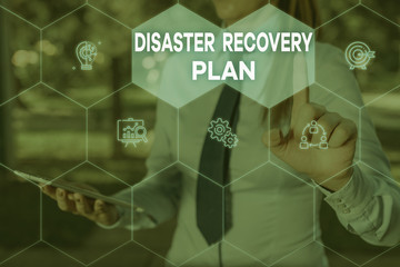 Handwriting text Disaster Recovery Plan. Conceptual photo having backup measures against dangerous...