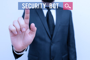 Handwriting text Security Bot. Conceptual photo software that performs an automated task over the Internet