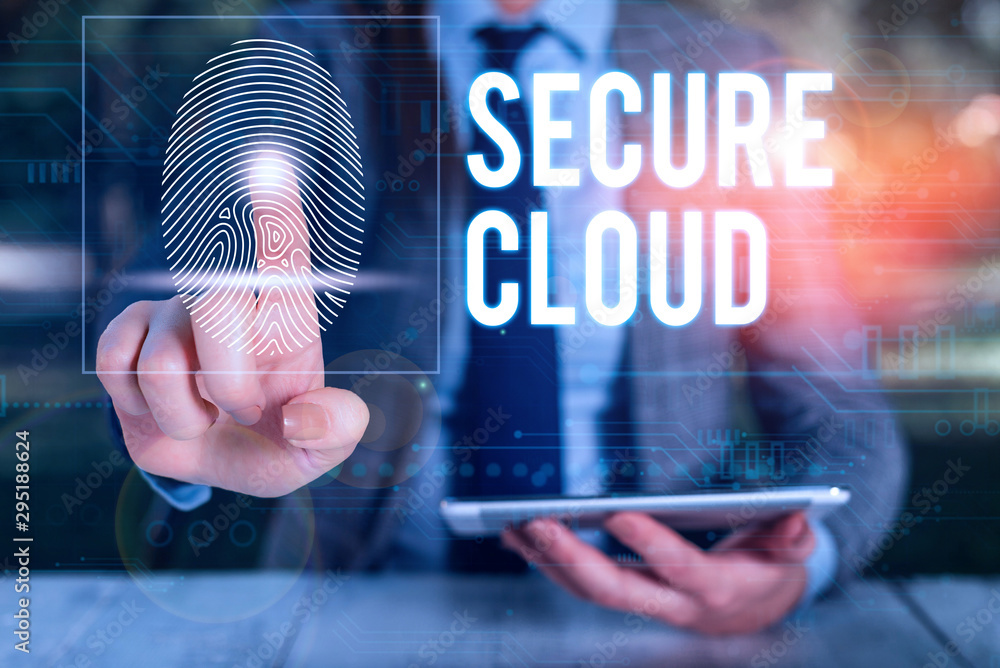 Poster text sign showing secure cloud. business photo text protect the stored information safe controlled t