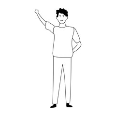 cartoon man smiling and standing icon, flat design