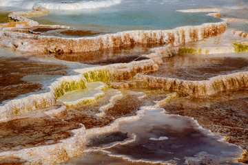 Mineral pools generated by a hot spring by Cleopatra terrace