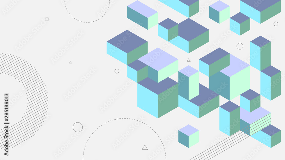 Canvas Prints abstract background with isometric elements of a cube box. with retro or vintage colors. background 