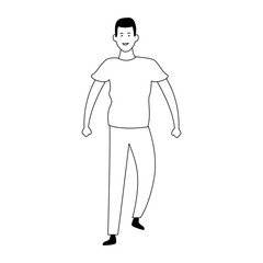 cartoon man walking icon, flat design