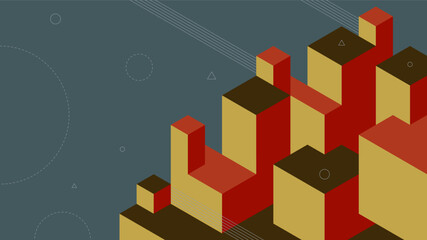 Fototapeta premium Abstract background with isometric elements of a cube box. With retro or vintage colors. Background for posters, banners, flyers, and website landing pages.