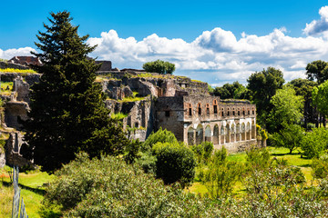 Obraz premium Pompeii, the Italian city near Naples buried by ash from Vesuvius in AD79
