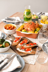 Table set for big family dinner