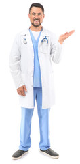 Fototapeta premium Portrait of male doctor on white background