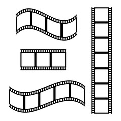 Fototapeta premium Photo film strip frame set, video tape, black isolated on white background, vector illustration.