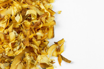 dried bonito flakes on white background