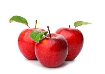 Ripe apples on white background