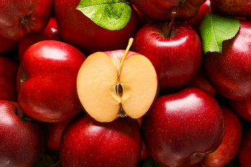Tasty ripe apples as background