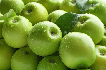 Fresh ripe apples as background
