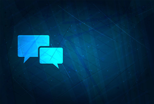 Chat bubble icon futuristic digital abstract blue background