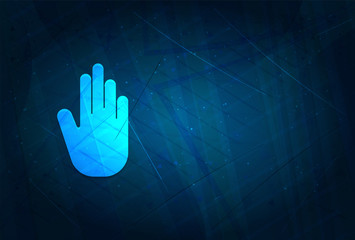 Stop hand icon futuristic digital abstract blue background