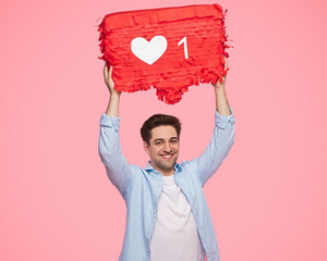 Cheerful guy representing social media