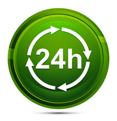 24 hours update icon glassy green round button illustration