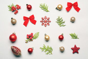 Beautiful Christmas composition on white background