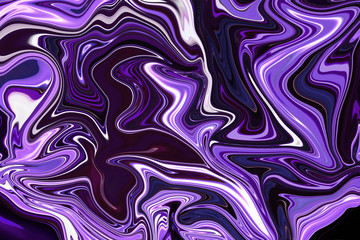 Digital fluid art design, imitation of marble stone or liquids. Dark violet abstract background