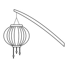 stick with chinese lantern icon, flat design