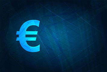 Euro sign icon futuristic digital abstract blue background
