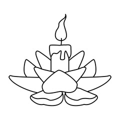 lotus candle icon, flat design