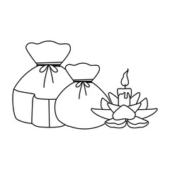 lotus candle and lucky bag, flat design