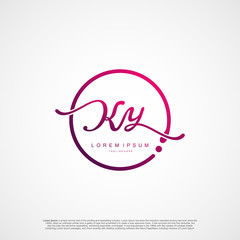 Initial Letter KY Logo Elegant Minimalist Signature Modern Logotype.