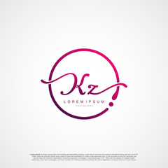 Initial Letter KZ Logo Elegant Minimalist Signature Modern Logotype.