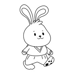 Cartoon Rabbit walking icon, flat design