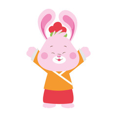 cute Rabbit with kimono, flat design