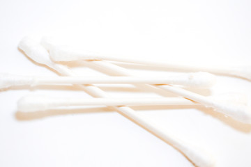 White cotton swabs isolated on white background - Image