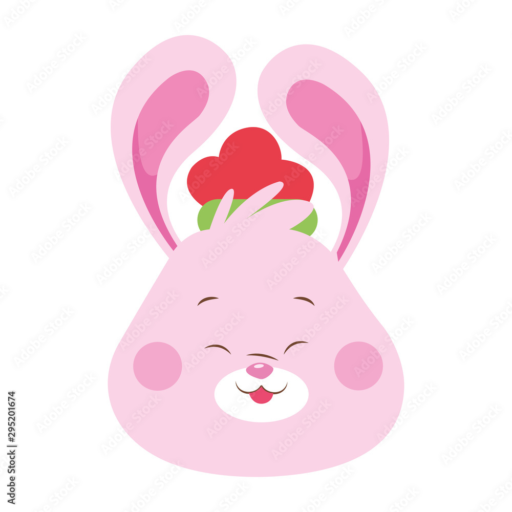 Poster cartoon rabbit icon, flat design