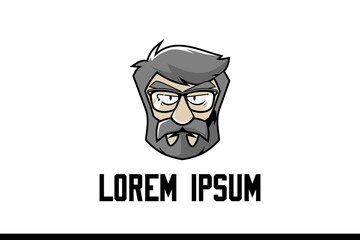 bearded old man cartoon vector logo template