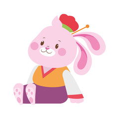 Cartoon Rabbit sitting icon, flat design