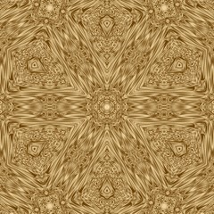 Gold symmetry pattern and geometric golden design, background.