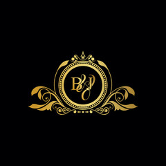 Initial Letter BB logo luxury vector mark, gold color elegant classical symmetric curves decor.
