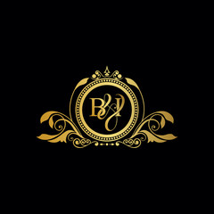 Initial Letter BB logo luxury vector mark, gold color elegant classical symmetric curves decor.