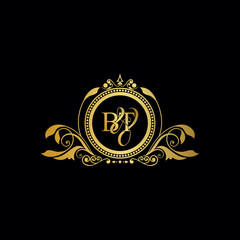 Initial Letter BB logo luxury vector mark, gold color elegant classical symmetric curves decor.