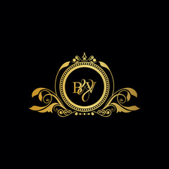 Initial Letter BB logo luxury vector mark, gold color elegant classical symmetric curves decor.