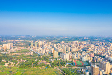 Aerial view of towns in suixi county, zhanjiang city, guangdong province, China