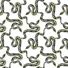 Obraz premium Dark Snake. Seamless pattern. Watercolor for Halloween design