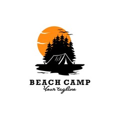 beach camp vacation nature logo design