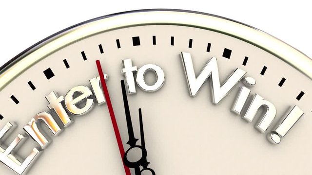 Enter to Win Contest Lottery Game Clock Time 3d Animation