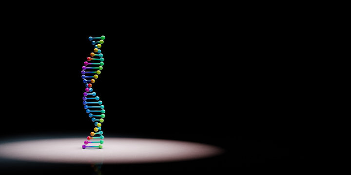 DNA Chain Spotlighted on Black Background