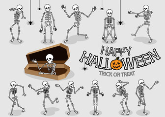 collection set of halloween monster costume Skeleton