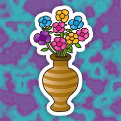 The Colorful of Flower Icon in a Flower Vase, Flat Design 