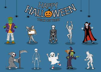 collection set of halloween monster costume